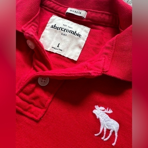 Abercrombie & Fitch Kids Youth Boy’s Red Short Sleeved Polo Golf Shirt - Picture 2 of 3